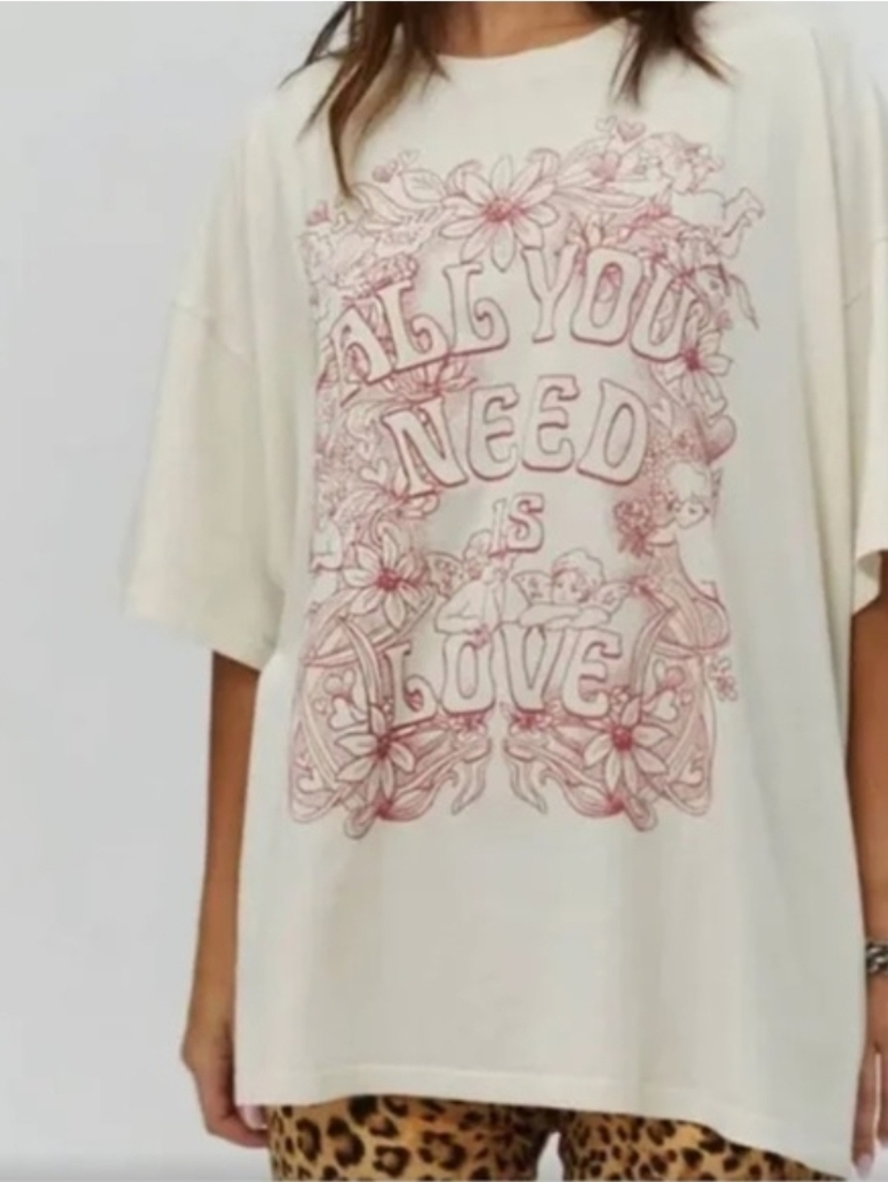 Daydreamer All You Need Is Love One Size Slouchy Oversized Tee